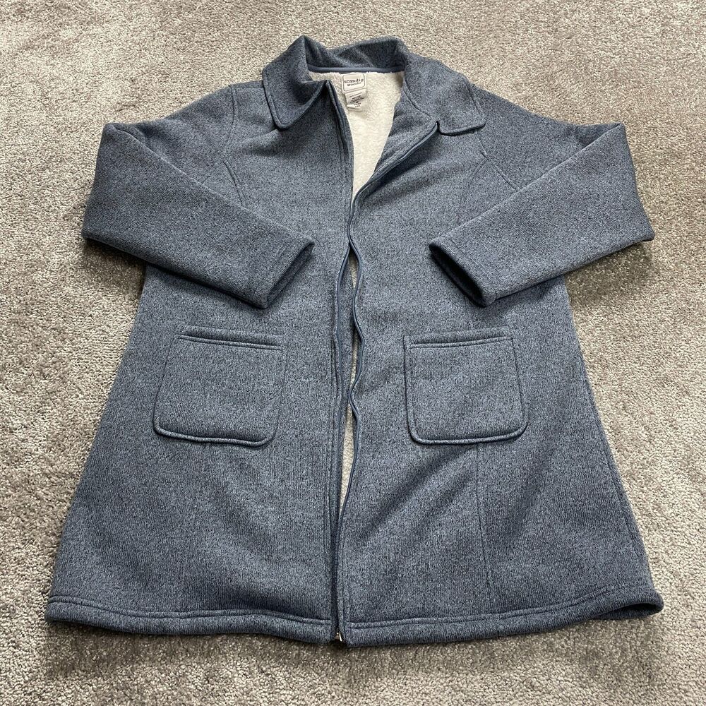 Scandia Woods Coat Jacket Womens Medium Light Blue Soft Sherpa Lined Long